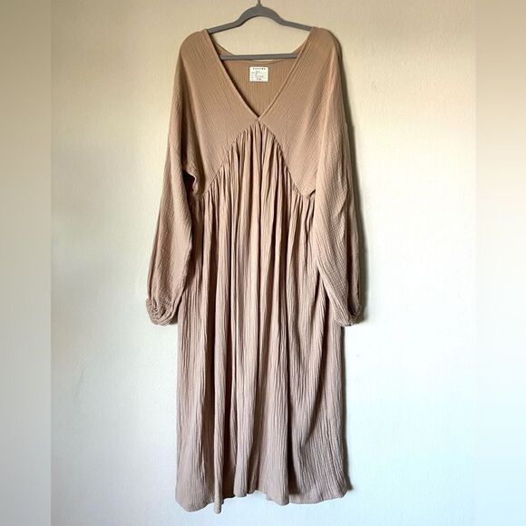 Boheme Goods French Maxi Tan Cream Dress Garmentory Oversized Size 2 - Picture 8 of 10
